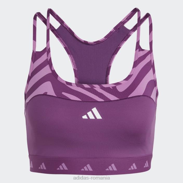 Adidas sutien zebră cu suport mediu hyperglam techfit mov bogat femei mov bogat 2JBN3005
