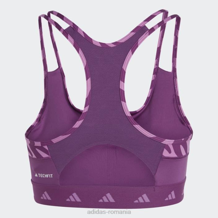 Adidas sutien zebră cu suport mediu hyperglam techfit mov bogat femei mov bogat 2JBN3005
