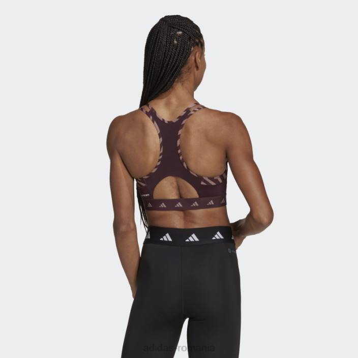 Adidas sutien zebră cu susținere medie hyperglam techfit maro femei maro 2JBN2954