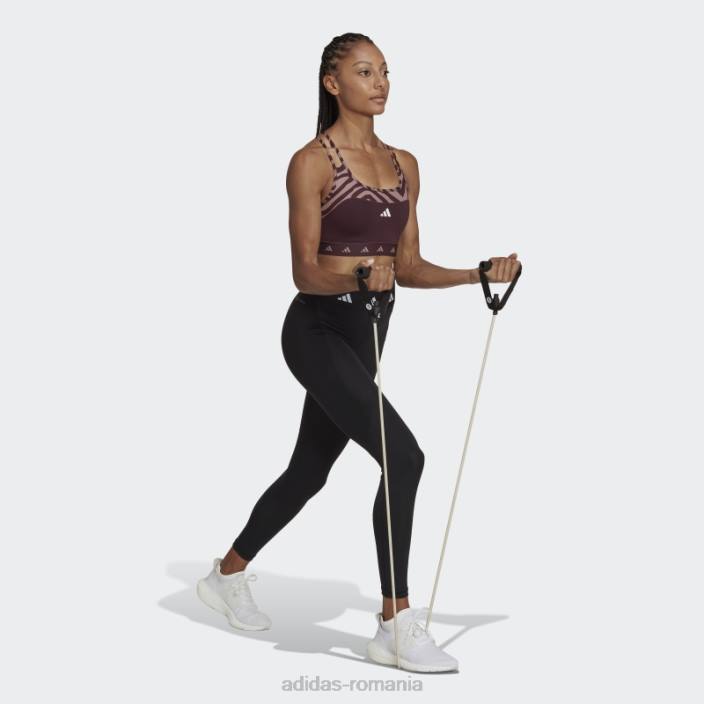 Adidas sutien zebră cu susținere medie hyperglam techfit maro femei maro 2JBN2954