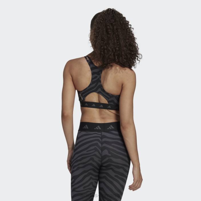 Adidas sutien zebră de susținere medie hyperglam techfit negru femei multicolor/negru 2JBN3001