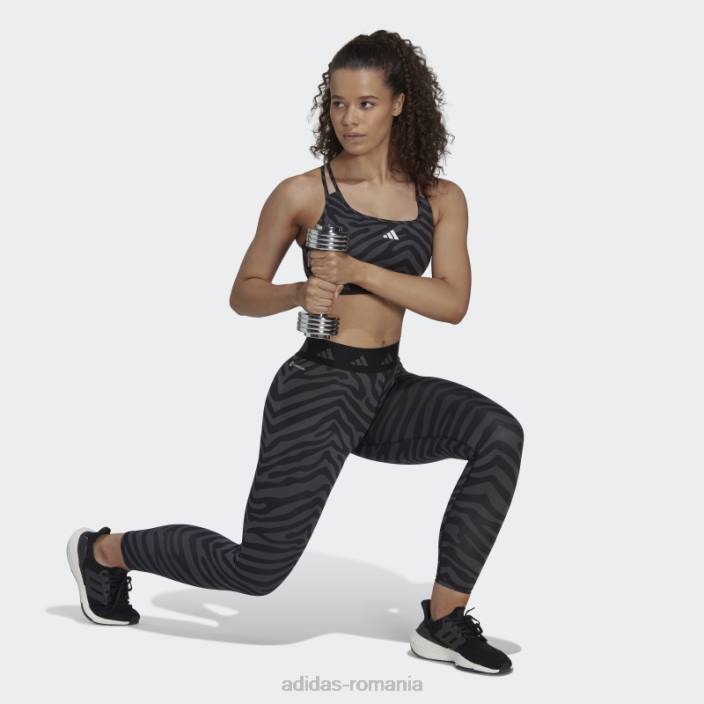 Adidas sutien zebră de susținere medie hyperglam techfit negru femei multicolor/negru 2JBN3001