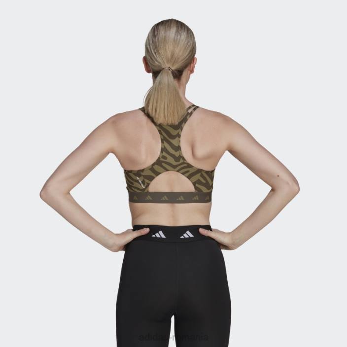 Adidas sutien zebră multicolor hyperglam techfit cu suport mediu femei multicolor/orbit verde 2JBN2872