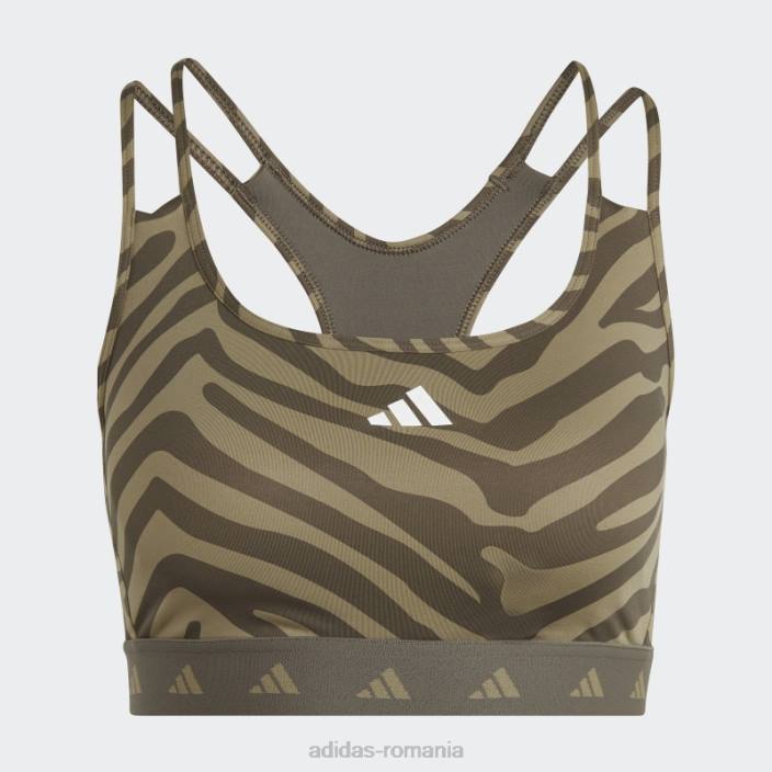 Adidas sutien zebra cu suport mediu hyperglam techfit multicolor femei multicolor/orbit verde 2JBN10400