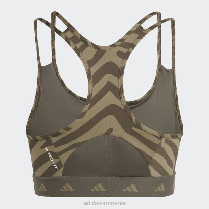 Adidas sutien zebra cu suport mediu hyperglam techfit multicolor femei multicolor/orbit verde 2JBN10400
