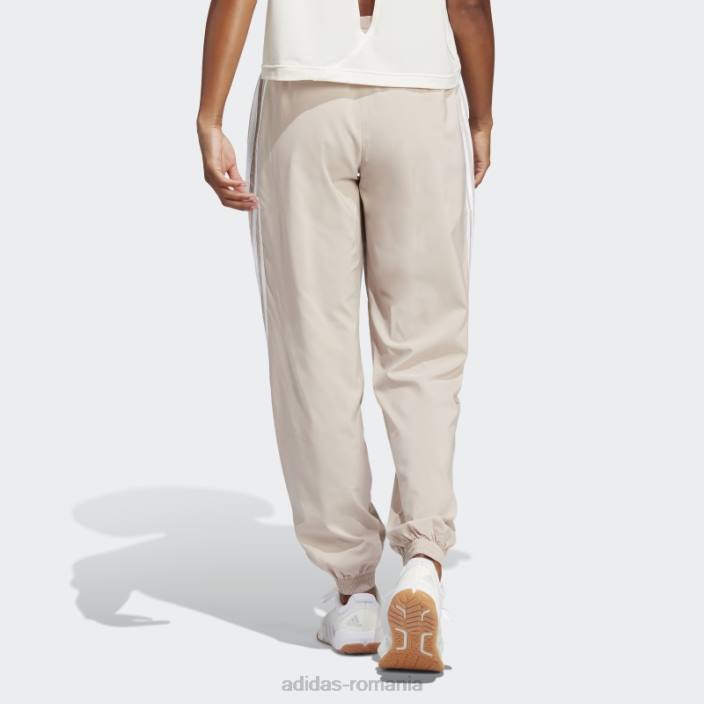 Adidas taupe trainicons pantaloni țesuți cu 3 dungi femei taupe/alb 2JBN2411