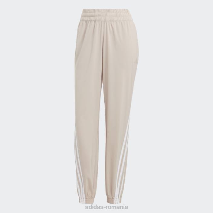Adidas taupe trainicons pantaloni țesuți cu 3 dungi femei taupe/alb 2JBN2411