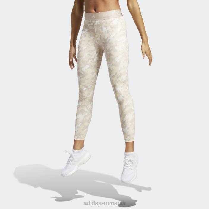 Adidas techfit camo 7/8 jambiere nisip moda femei nisip alb 2JBN9192