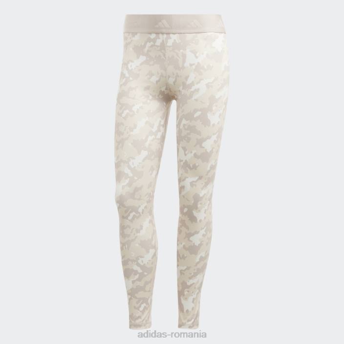 Adidas techfit camo 7/8 jambiere nisip moda femei nisip alb 2JBN9192