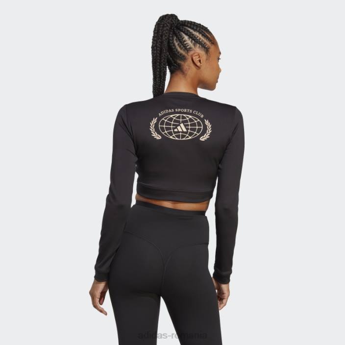 Adidas top crop top cu mânecă lungă de club sportiv negru femei negru 2JBN17026