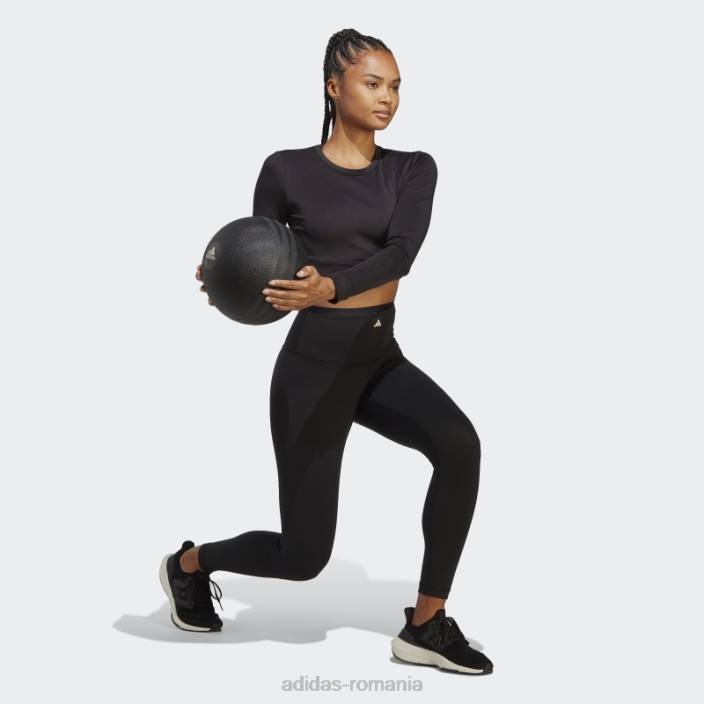 Adidas top crop top cu mânecă lungă de club sportiv negru femei negru 2JBN17026