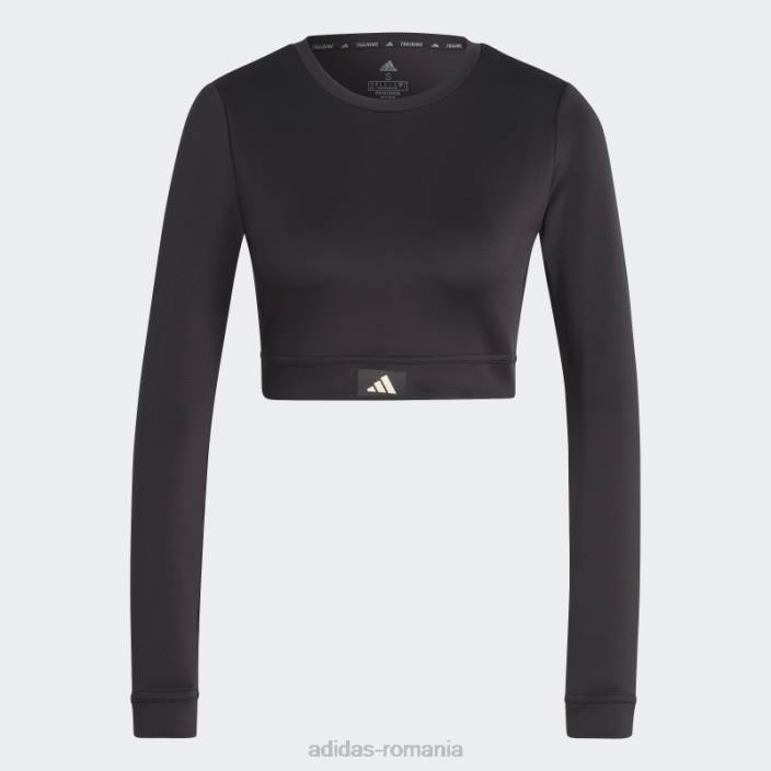 Adidas top crop top cu mânecă lungă de club sportiv negru femei negru 2JBN17026