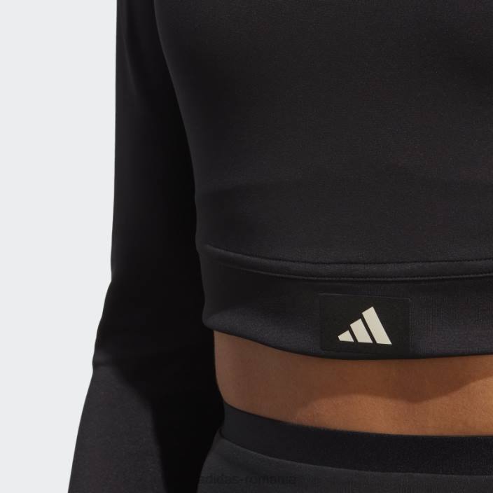 Adidas top crop top cu mânecă lungă de club sportiv negru femei negru 2JBN17026