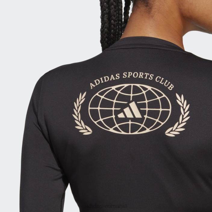 Adidas top crop top cu mânecă lungă de club sportiv negru femei negru 2JBN17026