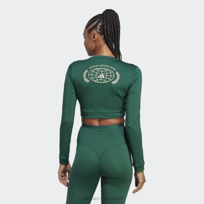 Adidas top crop top cu mânecă lungă de club sportiv verde adidas femei verde 2JBN16596