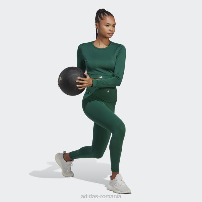 Adidas top crop top cu mânecă lungă de club sportiv verde adidas femei verde 2JBN16596