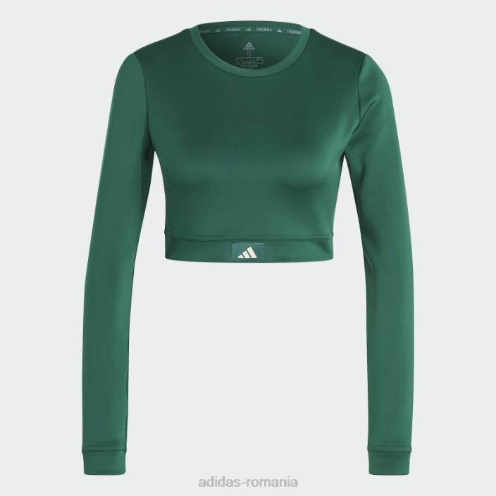 Adidas top crop top cu mânecă lungă de club sportiv verde adidas femei verde 2JBN16596
