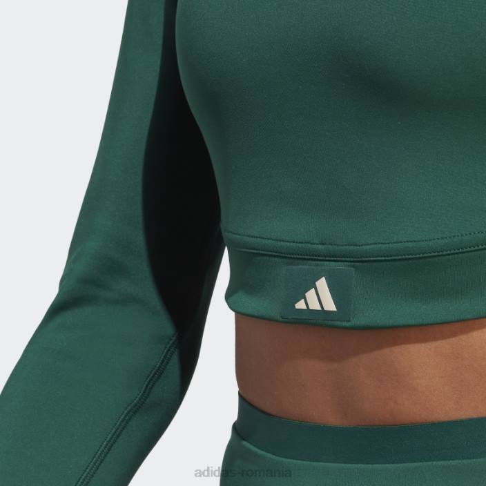 Adidas top crop top cu mânecă lungă de club sportiv verde adidas femei verde 2JBN16596