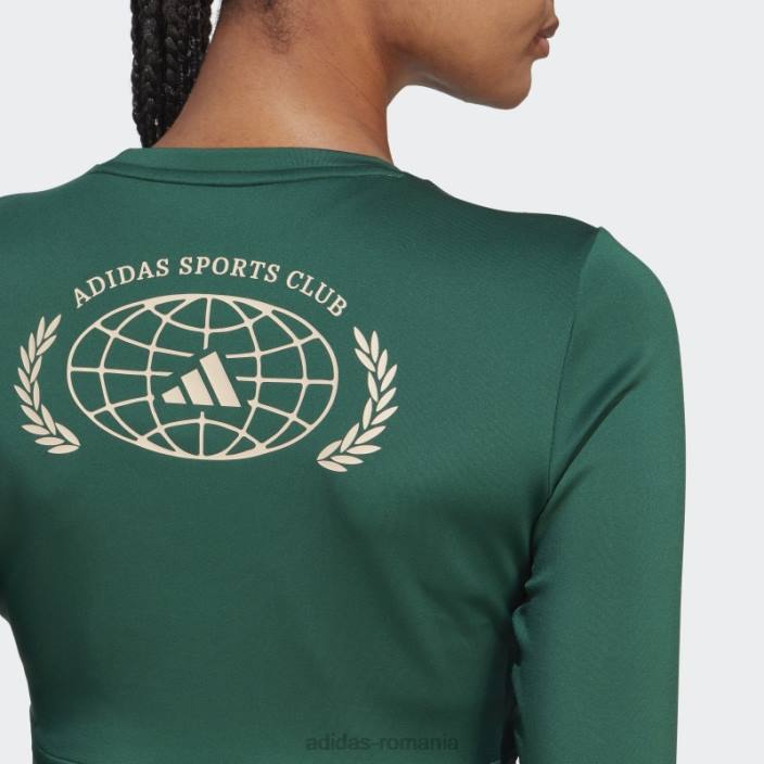 Adidas top crop top cu mânecă lungă de club sportiv verde adidas femei verde 2JBN16596