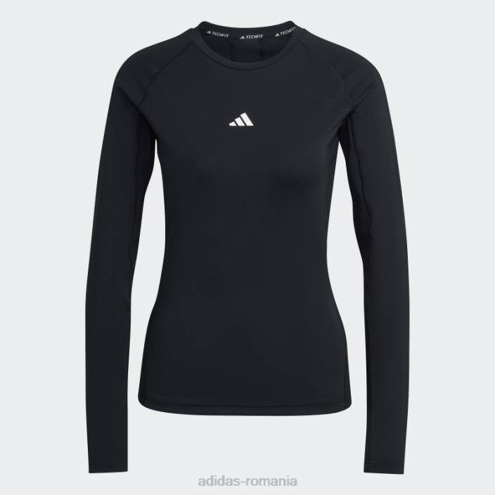 Adidas top de antrenament negru techfit cu mânecă lungă femei alb negru 2JBN10042
