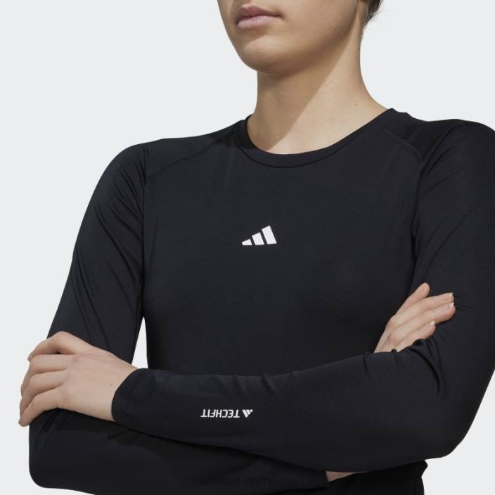 Adidas top de antrenament negru techfit cu mânecă lungă femei alb negru 2JBN10042