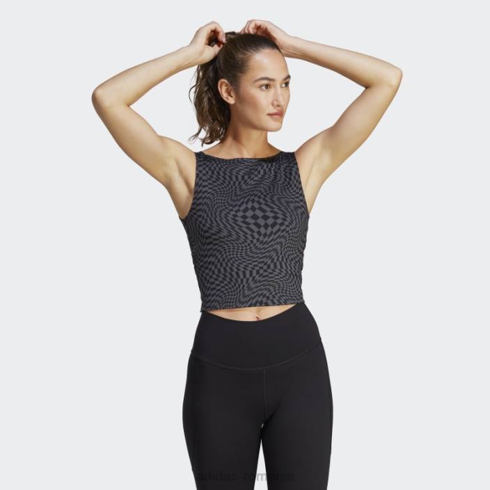 Adidas top negru cu imprimeu clash yoga adidas femei negru 2JBN9141