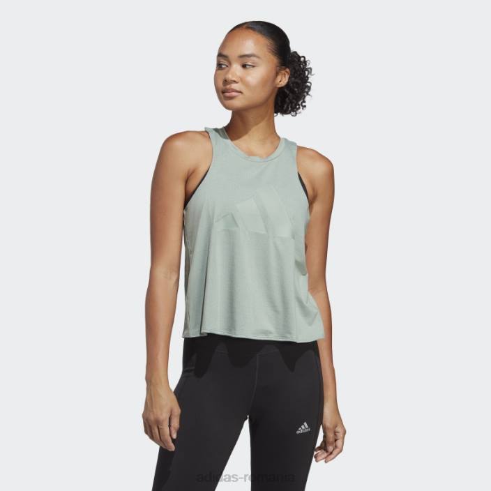 Adidas tren icons 3 bar logo tank top verde argintiu femei verde argintiu 2JBN9878