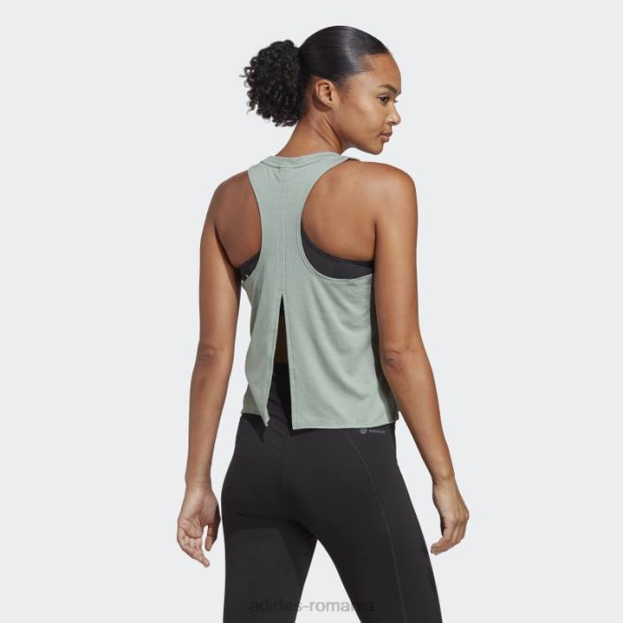 Adidas tren icons 3 bar logo tank top verde argintiu femei verde argintiu 2JBN9878