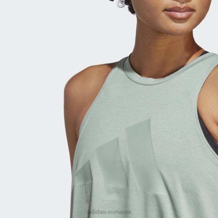 Adidas tren icons 3 bar logo tank top verde argintiu femei verde argintiu 2JBN9878
