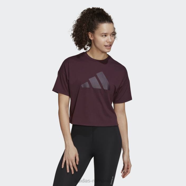 Adidas tren icons 3 bar logo tricou maro femei maro 2JBN10453