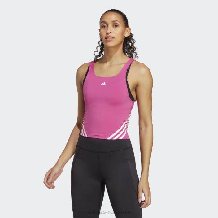 Adidas tren icons 3-stripe tank top fuchsia femei fucsia/alb 2JBN9685