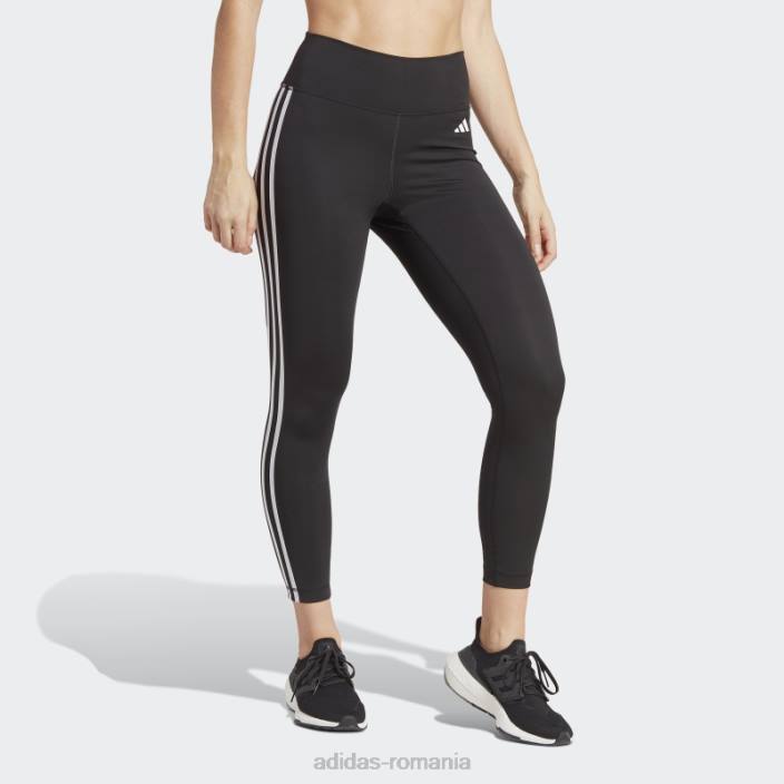 Adidas tren negru esențiale 3 dungi cu talie înaltă 7/8 jambiere modă femei negru 2JBN2308