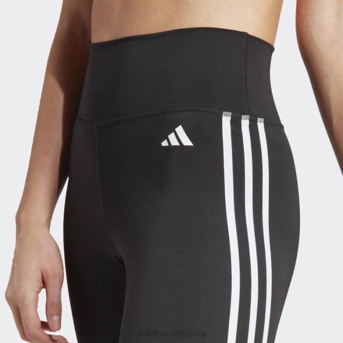 Adidas tren negru esențiale 3 dungi cu talie înaltă 7/8 jambiere modă femei negru 2JBN2308