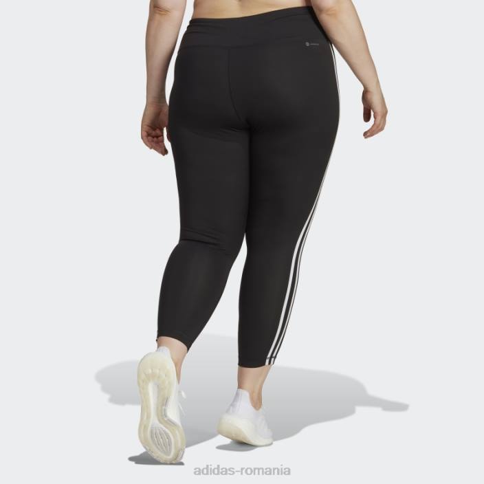 Adidas trenuri negre esențiale 3 dungi jambiere 7/8 cu talie înaltă (plus mărime) femei negru 2JBN16721