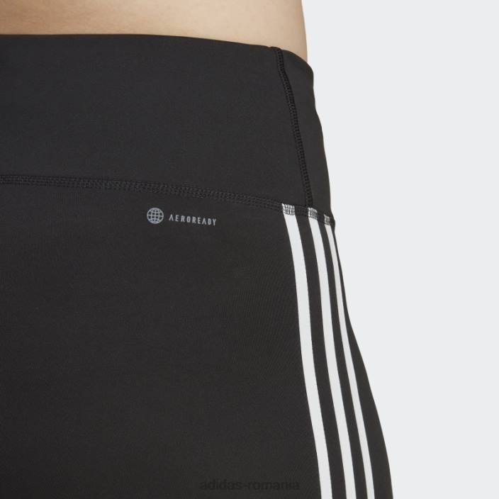 Adidas trenuri negre esențiale 3 dungi jambiere 7/8 cu talie înaltă (plus mărime) femei negru 2JBN16721