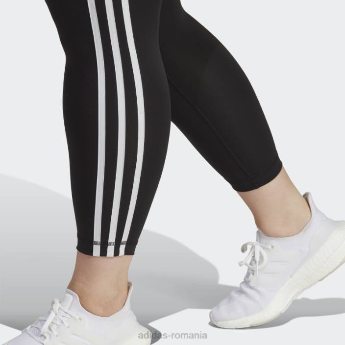 Adidas trenuri negre esențiale 3 dungi jambiere 7/8 cu talie înaltă (plus mărime) femei negru 2JBN16721