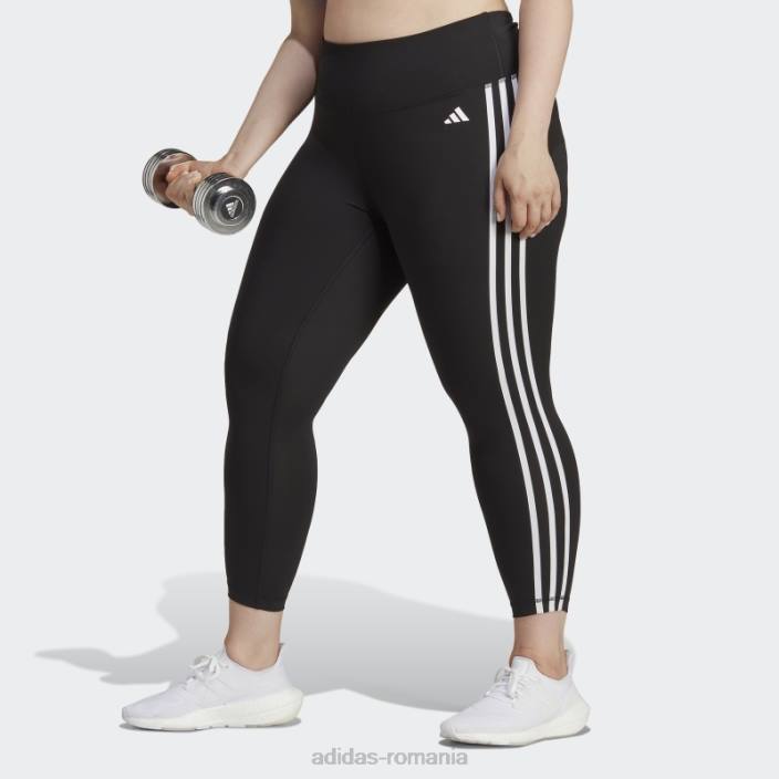 Adidas trenuri negre esențiale 3 dungi jambiere 7/8 cu talie înaltă (plus mărime) femei negru 2JBN9946