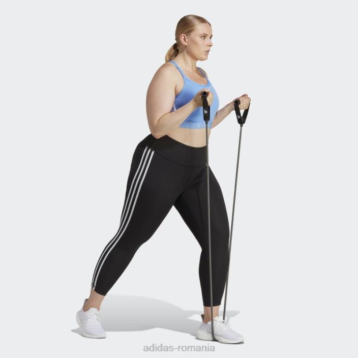 Adidas trenuri negre esențiale 3 dungi jambiere 7/8 cu talie înaltă (plus mărime) femei negru 2JBN9946