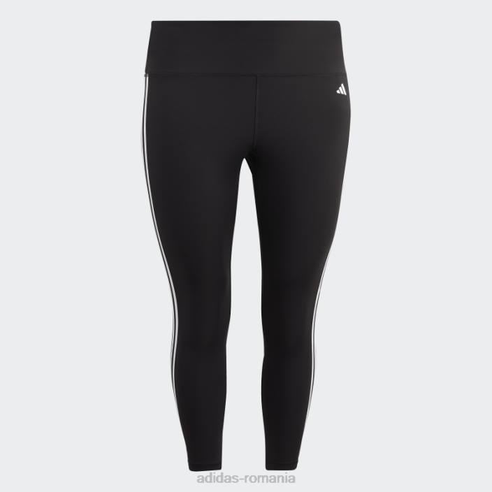 Adidas trenuri negre esențiale 3 dungi jambiere 7/8 cu talie înaltă (plus mărime) femei negru 2JBN9946