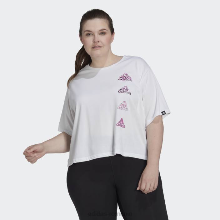 Adidas tricou alb de antrenament grafic crop aeroready (plus mărime) adidas femei alb 2JBN10785