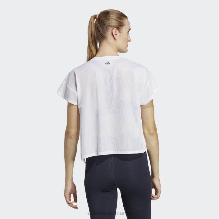 Adidas tricou alb de antrenament hiit aeroready quickburn femei alb negru 2JBN9005