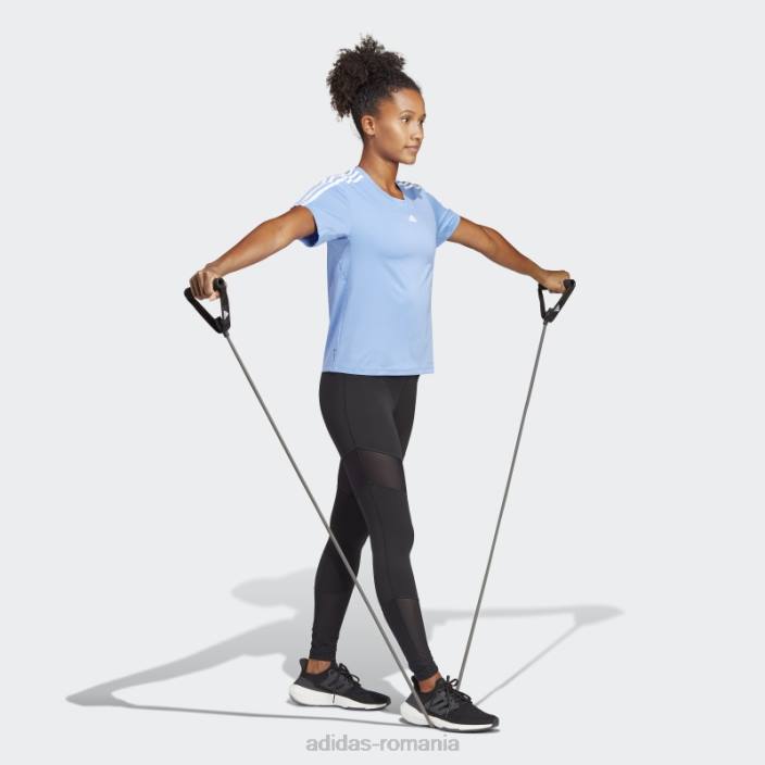 Adidas tricou albastru aeroready train essentials cu 3 dungi femei albastru alb 2JBN9665