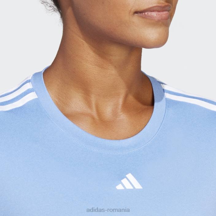 Adidas tricou albastru aeroready train essentials cu 3 dungi femei albastru alb 2JBN9665