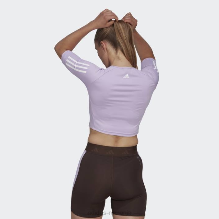 Adidas tricou crop de antrenament violet strălucire hyperglam femei strălucire violetă 2JBN3034