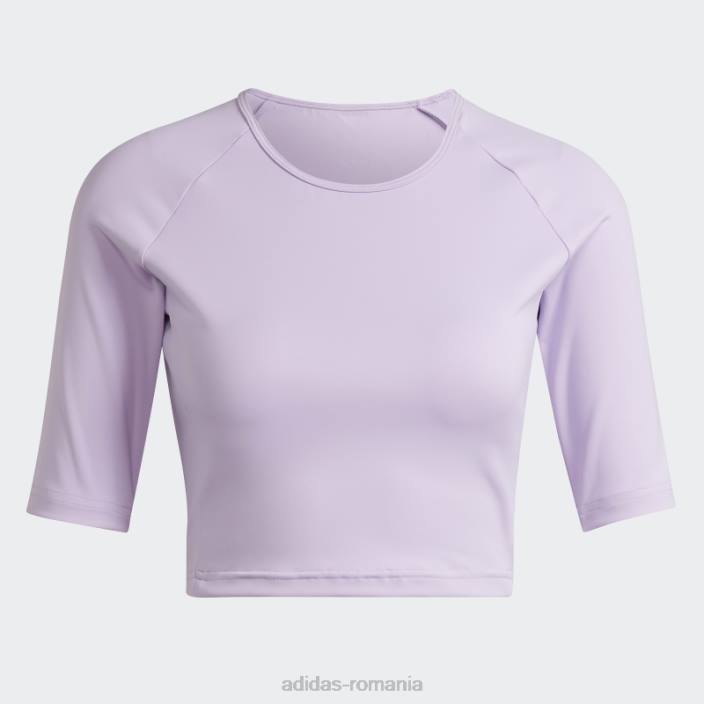 Adidas tricou crop de antrenament violet strălucire hyperglam femei strălucire violetă 2JBN3034