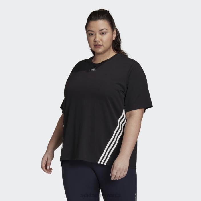 Adidas tricou cu 3 dungi (plus mărime) negru adidas femei alb negru 2JBN17352