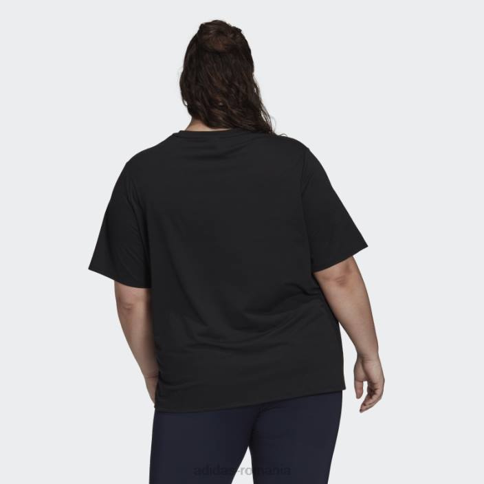 Adidas tricou cu 3 dungi (plus mărime) negru adidas femei alb negru 2JBN17352