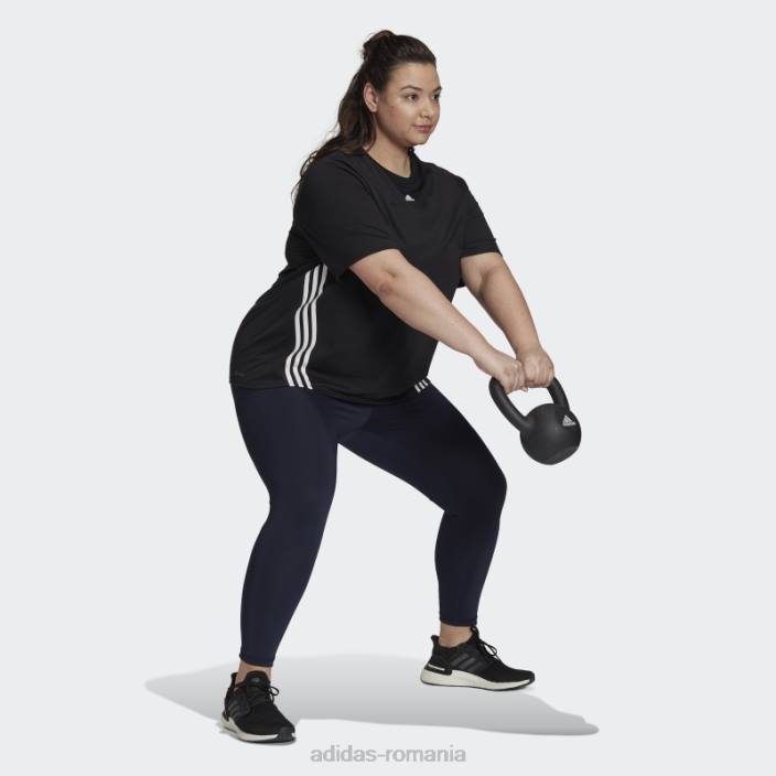 Adidas tricou cu 3 dungi (plus mărime) negru adidas femei alb negru 2JBN17352