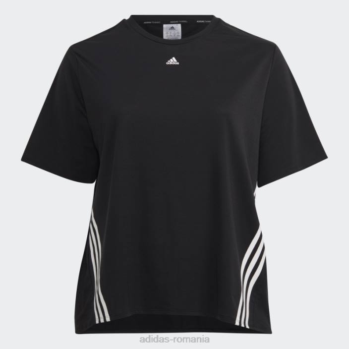 Adidas tricou cu 3 dungi (plus mărime) negru adidas femei alb negru 2JBN17352