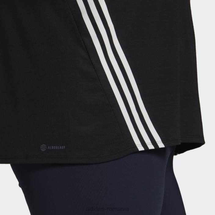 Adidas tricou cu 3 dungi (plus mărime) negru adidas femei alb negru 2JBN17352
